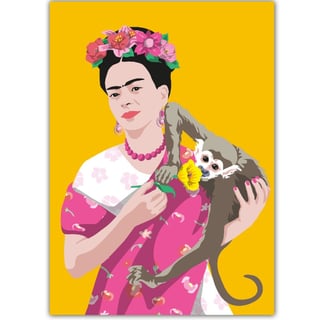Ansichtkaart Frida Kahlo Met Aapje