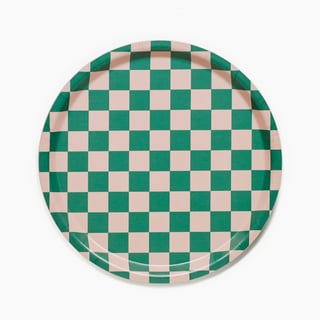 Blu Kat Dienblad Peach/tulip Checker Rond 31cm