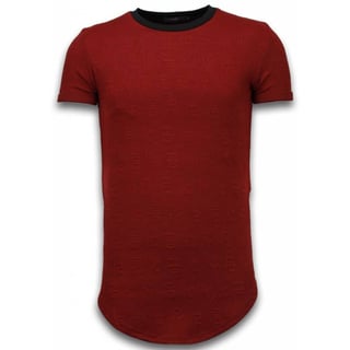 3D Encrypted T-Shirt - Long Fit Shirt Zipped - Rood