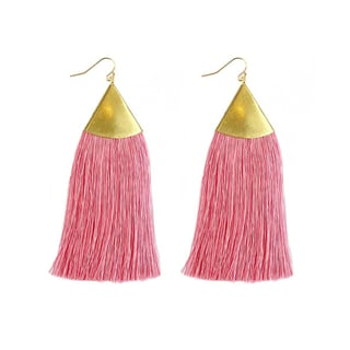 Pink Brush Tassel Earrings