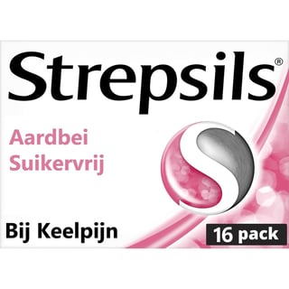 Strepsils - Aardbei Suikervrij - Keeltabletten - 16 Zuigtabletten