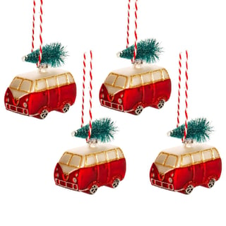 Set Van 4 Camper Busjes Met Kerstboom