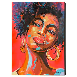 Schilderij African Lady in Pink Canvas 90x120cm