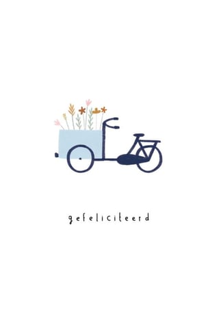 Klein Liefs Gevouwen Kaart - Gefeliciteerd Bakfiets