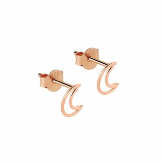 Gold Plated Open Moon Stud Earring - Sterling Silver / Rose Plated