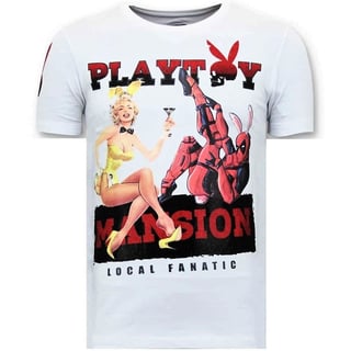 Exclusieve Heren T-Shirt - The Playtoy Mansion - Wit