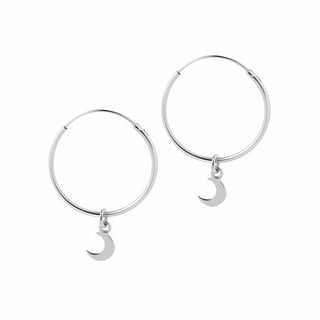 Silver Hoop Earrings with Moon 22 MM