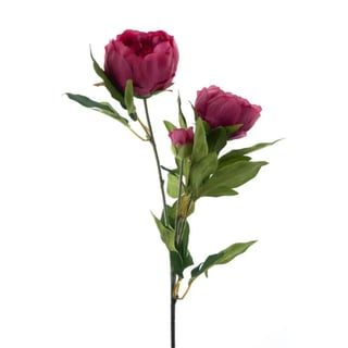 Kunstbloem Pioenroos Fuchsia 3 Bloemen Tak 65cm