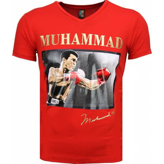 T-Shirt - Muhammad Ali Glossy Print - Rood