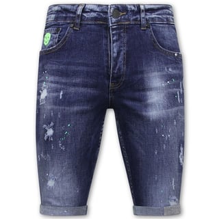 Exclusieve Korte Heren Broek Met Verfspatten - 1017 - Blauw