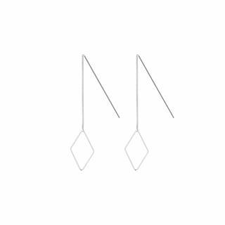 Silver Hanging Earring with Small Rhombus