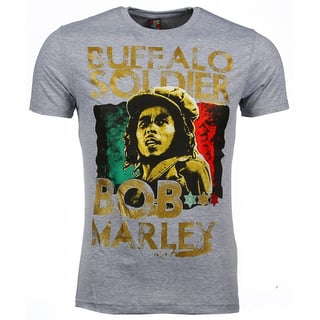 T-Shirt - Bob Marley Buffalo Soldier Print - Grijs