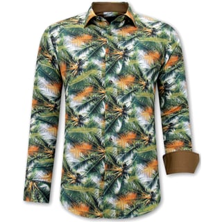 Heren Overhemd Tropical Print - 3114 - Groen