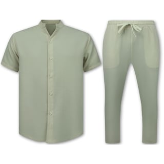 Linnen Zomerset Heren - Linnen Twinset - Linnen Overhemd Heren - Zomer Broek Heren - MG-012 - Beige