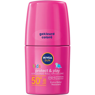 NIVEA SUN Kids Protect & Play Roze Roll-On Zonnebrand SPF 50+ - 50 Ml Roze Gekleurde Zonnebrand Voor Kinderen Met Een Roll-on Applicatie