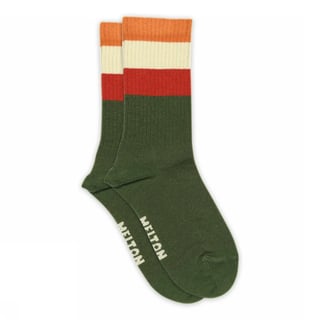 Mp Denmark Melton Wide Stripes Socks Elm Green 22157 4166