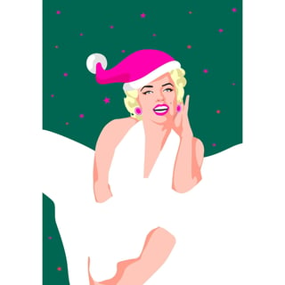 Pop Art New Generation Kerstkaart - Marilyn Monroe Met Kerstmuts
