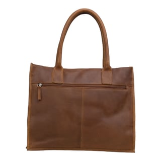 DSTRCT Leather Laptop Shoulder Bag Preston - Cognac