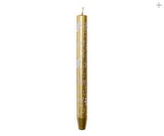 Diner Kaars Goud Met Bloemen 2.7x29cm