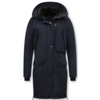 Lange Gewatteerde Jas Dames Met Capuchon - 8836 - Blauw