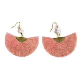 Light Grey Tassel Fan Earrings - Rosé