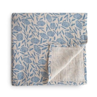 Mushie Swaddle Blue Flowers