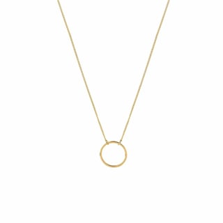Silver Plated Necklace with Circle - Gold Plated Brass