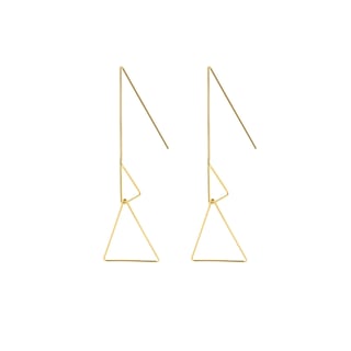 Silver Double Triangle Hanging Earrings - Sterling Silver / Gold Plated