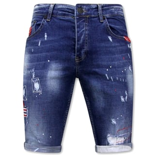 Mannen Korte Broek Met Gaten -1030-SH- Blauw