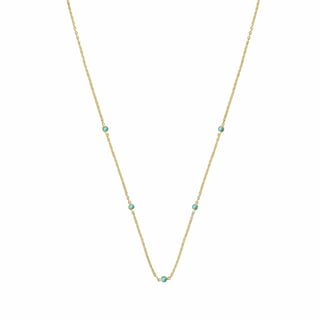 Gold Plated Necklace Small Carnelian stones - Turquoise / 18K Gold plated 925 Silver / 47cm