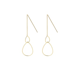 Silver Hanging Earrings with Double Droplets - Sterling Silver / Gold Plated
