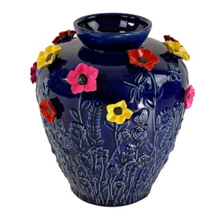 Vaas Primavera Blauw Keramiek 35x37cm Handgemaakt