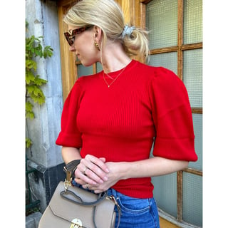 Haley ribbed top - Red