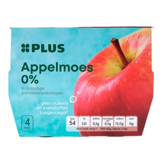 PLUS Appelmoes 0% 4-Pack