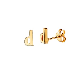Gold Plated Stud Earring Letter h - Gold Plated Sterling Silver / d