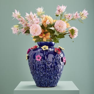Vaas Primavera Blauw Keramiek 35x37cm Handgemaakt