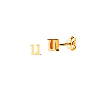 Gold Plated Stud Earring Letter f - Gold Plated Sterling Silver / u