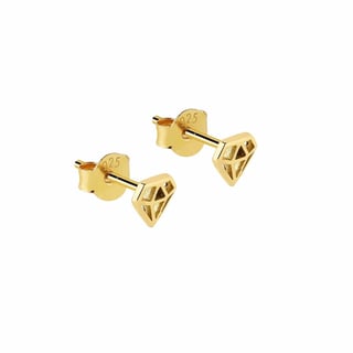 Small Silver Diamond Stud Earrings - Sterling Silver / Gold Plated