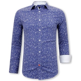 Heren Overhemd Bloemenprint - Slim Fit - 3085 - Blauw