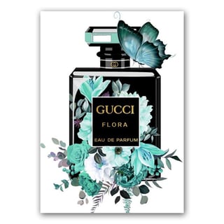 Glasschilderij Gucci Flora Blue 60x80cm