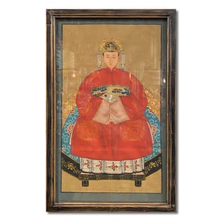 Schilderij Chinese Voorouder Kroon Rood Multi 56x91cm Ingelijst