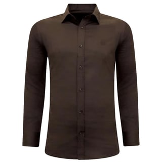 Luxe Bijzondere Heren Overhemden - Slim Fit - 3084- Bruin