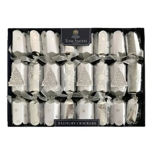 Tom Smith 6 Luxury Christmas Crackers Silver