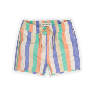 Sproet & Sprout Swim Shorts Multi Colour Stripes Nectarine