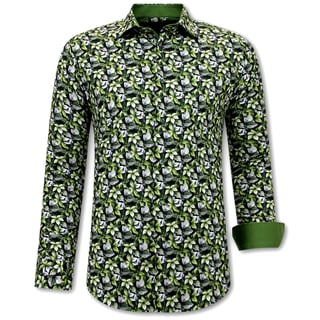 Heren Overhemd Bladeren Print - 3115 - Groen