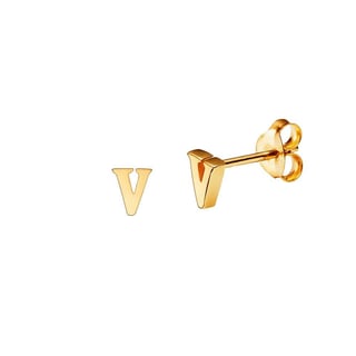 Gold Plated Stud Earring Letter e - Gold Plated Sterling Silver / v