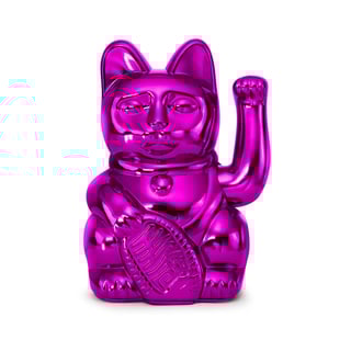Lucky Cat Cosmic Shiny Pink Metallic 10x15cm in Cadeau Doos