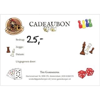 Cadeaubon Gamekeeper 25 Euro