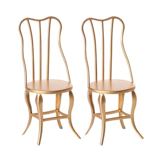 Maileg 2 Vintage Chairs, Micro - Gold