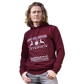 Kerst Rendier Hooded Sweater - Bordeaux